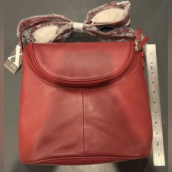 Vintage Red Maxx New York Soft Leather‎ Organizer Zip Top Bag Purse NWT - Picture 7 of 10